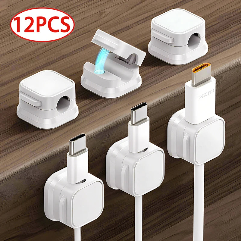 Magnetic Cable Organizer – 12PCS Self-Adhesive Cable Clips