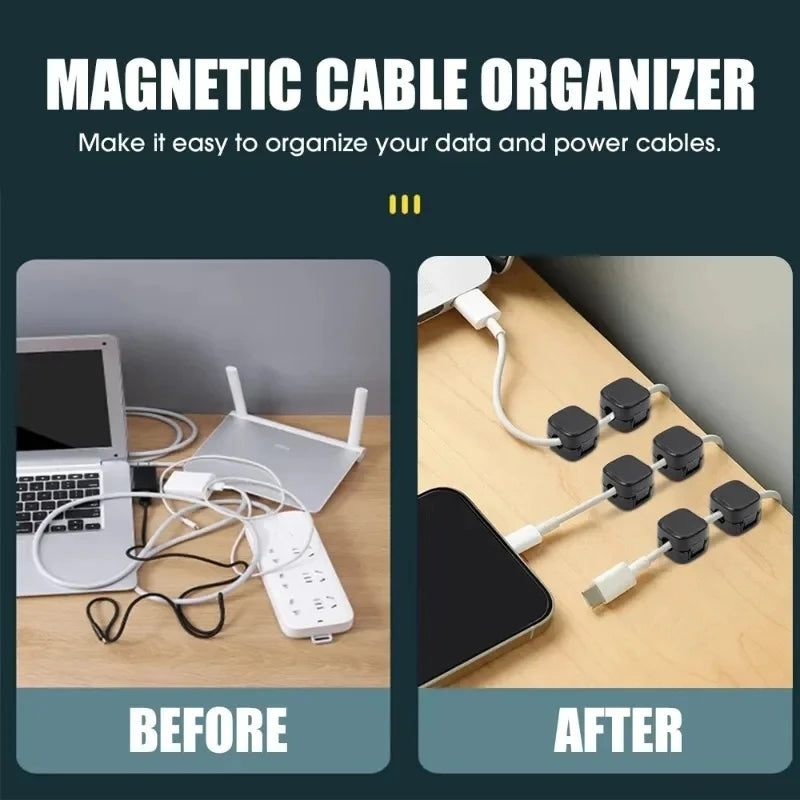 Magnetic Cable Organizer – 12PCS Self-Adhesive Cable Clips