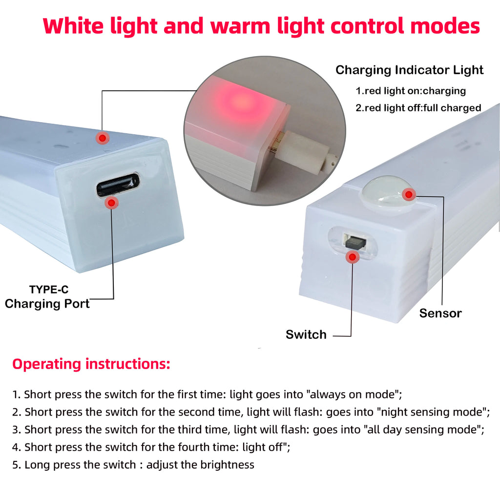 Motion Sensor LED Light Bar – USB Rechargeable