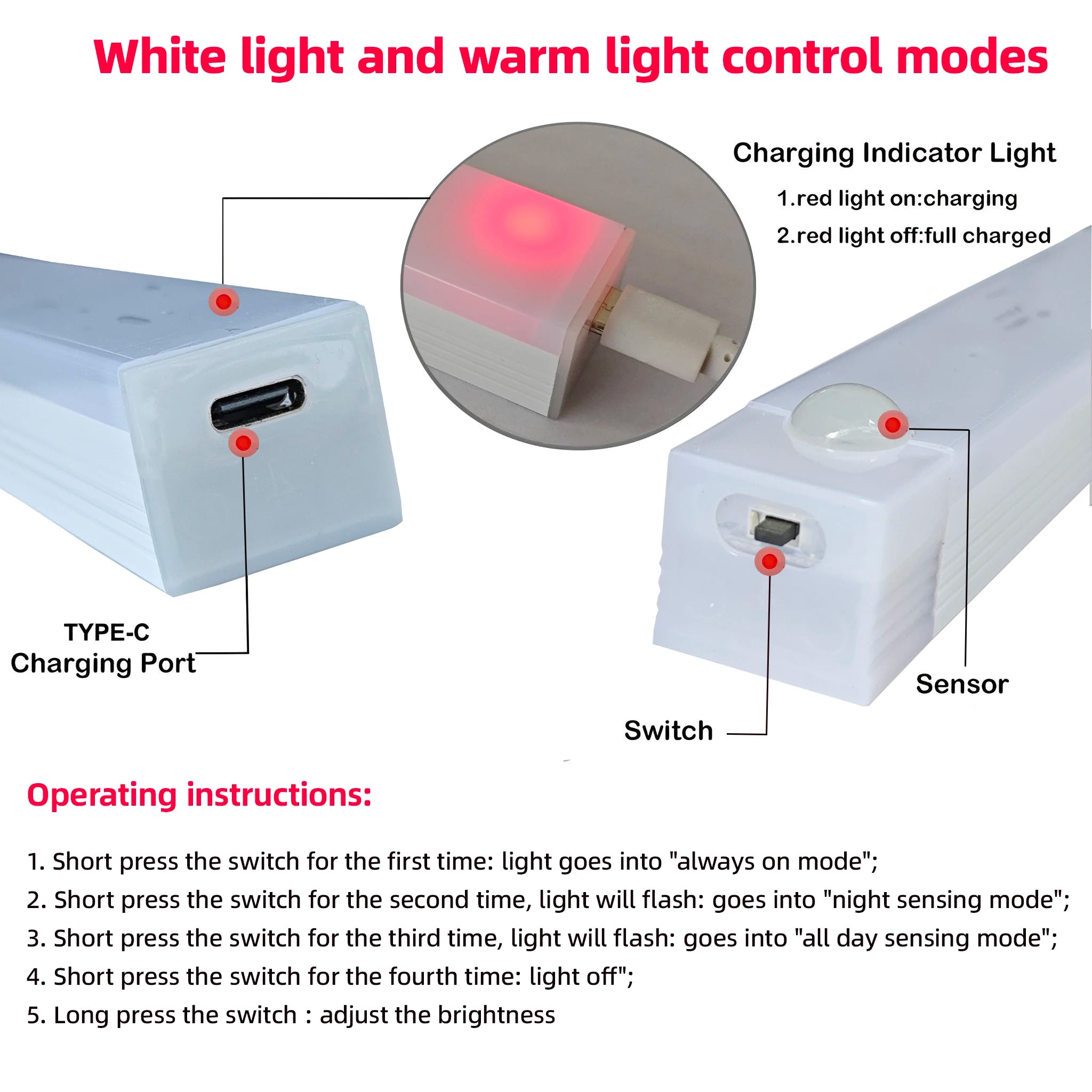 Motion Sensor LED Light Bar – USB Rechargeable