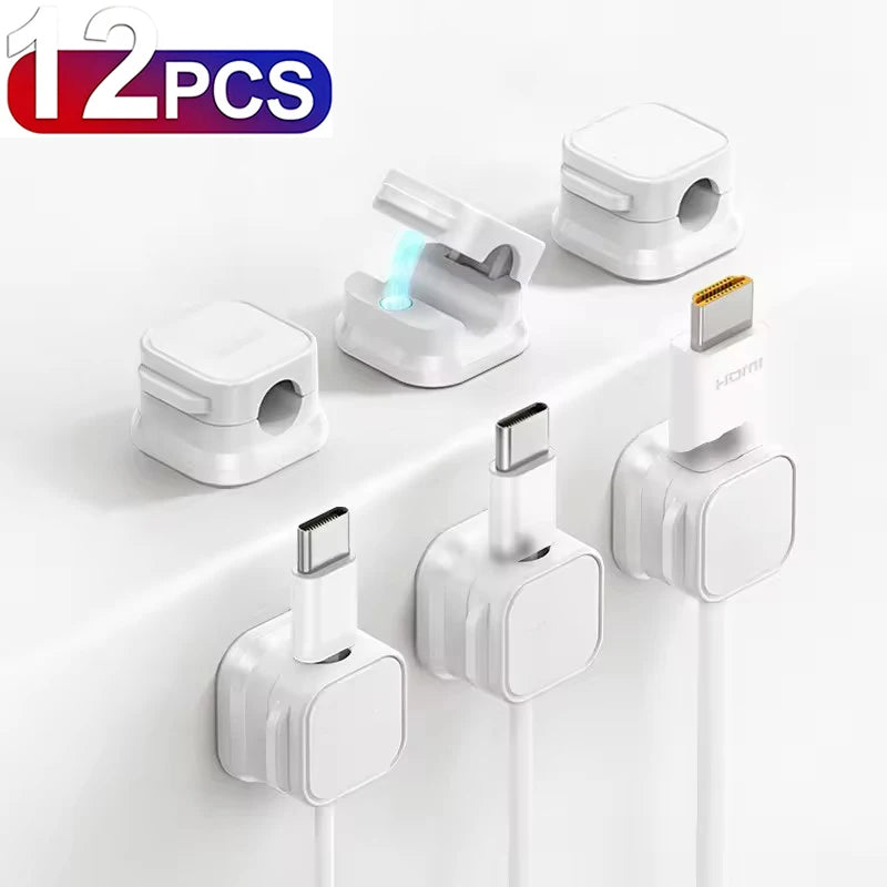 Magnetic Cable Organizer – 12PCS Self-Adhesive Cable Clips