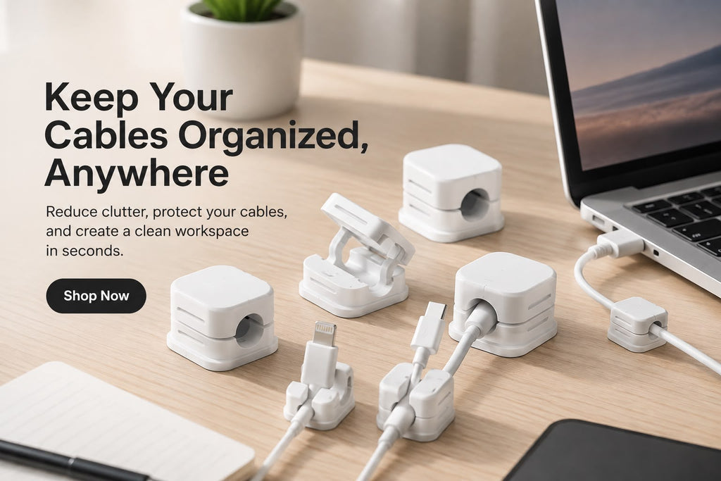 Magnetic Cable Organizer – 12PCS Self-Adhesive Cable Clips