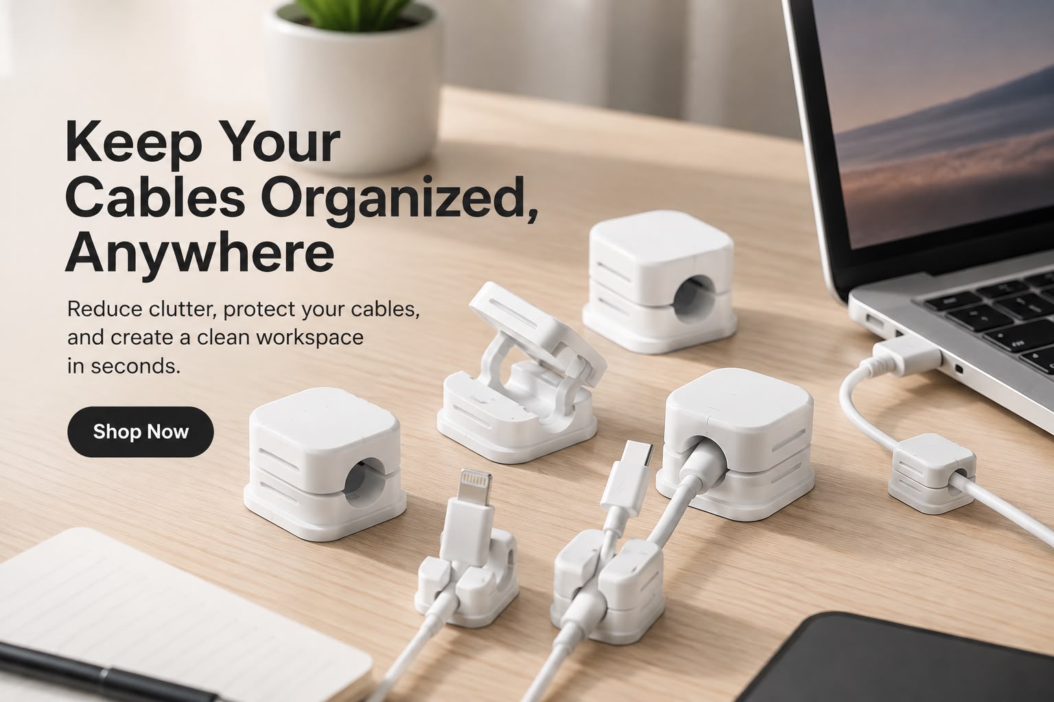 Magnetic Cable Organizer – 12PCS Self-Adhesive Cable Clips